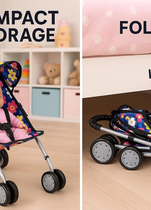 fash n kolor, My First Baby Doll Stroller with Flower Design with Basket in The Bottom- 2 Free Magic Bottles Included