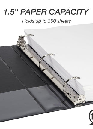 Samsill Durable 1.5 inch 3 Ring Binder, D Ring Binder, 100% Recycled Chipboard, Basis Assortment, 4 Pack