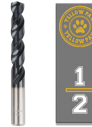 Yellow Paw 1/2 Inch Drill Bit for Metal - Industrial Grade M35 Cobalt with TiAIN Coating - 1/2 inch Diameter & 6 inch Length - 4 inch Working Length - 135 Degree Split Point