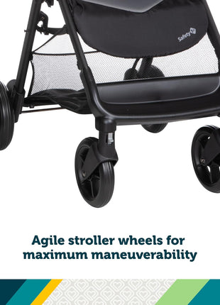 Safety 1st Smooth Ride Travel System Stroller and OnBoard FLX Infant Car Seat, Newborn to Toddler Baby Combo, Easy-Install, Large Canopy, Ample Storage, Foldable, Rear-Facing 4-30 lbs, Monument