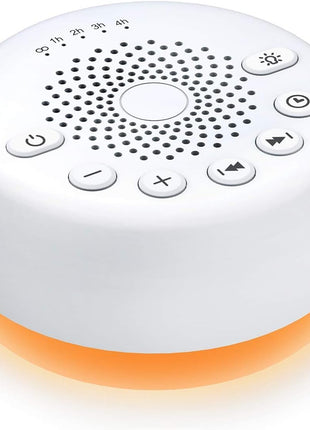Sound Machine Easysleep White Noise Machine with 25 Soothing Sounds and Night Lights with Memory Function 32 Levels of Volume and 5 Sleep Timer Powered by AC or USB for Sleeping Relaxation (White)