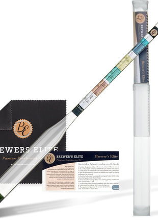 Brewer's Elite Hydrometer   for Home Brew Beer, Wine, Mead and Kombucha   Deluxe Triple Scale Set, Hardcase and Cloth   Specific Gravity ABV Tester
