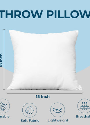 Utopia Bedding Throw Pillows, Decorative 18x18 Pillow Inserts, Set of 4 | Down alternative pillow insert with plush fluffy fill for beds sofas couches and chairs. Suitable for indoor outdoor use.