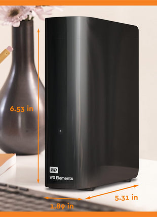 Western Digital 22TB Elements Desktop External Hard Drive, USB 3.0 external hard drive for plug-and-play storage - WDBWLG0220HBK-NESN