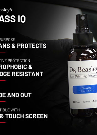 Dr. Beasley's Glass IQ - Cleans & Protects Auto Glass Outside & Inside, Smudge and Water Resistant, Compatible with LCD, Touch Screen, Phone, Console