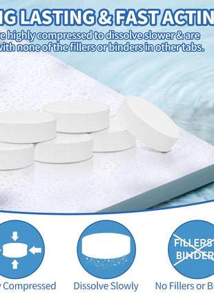 Chlorine Tablets 3 inch 25 Pounds, TABIT Swimming Pool Long Lasting Chlorinating Tablets, Slow Dissolving, Tri-Chlor for Swim Pool, Hot Tubs, Spa