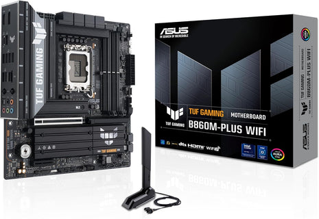 ASUS TUF Gaming B860M-PLUS WiFi B860 LGA 1851 mATX Motherboard, Intel® CoreTM Ultra Series 2 Ready, AI PC, 12+1+2+1 80A Stages, DDR5,PCIe 5.0, 3X M.2, Wi-Fi 7, 2.5G LAN, HDMITM, USB 20Gbps Type-C®