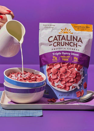 Catalina Crunch Protein Cereal - Sugar Free Breakfast Cereal with 11g of Protein - Gluten Free - Triple Berry Blast - 8 oz. Bag (Pack of 1), Packaging May Vary