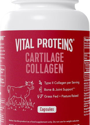 Vital Proteins Cartilage Collagen, Type II, 120 Capsules | Grass-fed Type II Collagen & Chondroitin Sulfate, Supports Joint Health, Hair Skin & Nails, 30 Servings