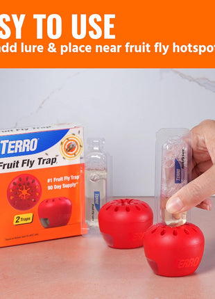 TERRO Fruit Fly Traps for Indoors (4 Pack) + 180 Days of Lure Supply