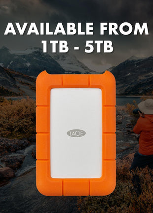 LaCie Rugged Mini, 1TB, 2.5", Portable External Hard Drive, for PC Mac iPad and iPhone, Data Rescue Service (LAC301558) | 1TB storage with USB 3.0 and password protection for travel, photography and backup