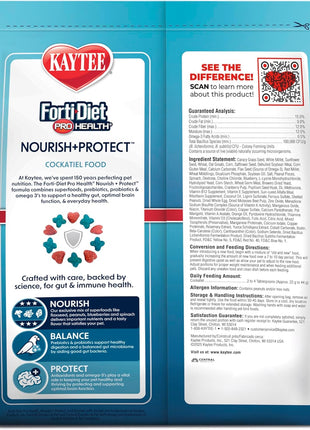 Kaytee Forti-Diet Pro Health Nourish+Protect Cockatiel Food, Comprehensive Nutrition Backed by Science, Digestive Health, Immune Support, 5 pounds
