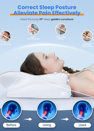 Ultra Pain Relief Cooling Pillow for Neck Support, Adjustable Cervical Pillow Cozy Sleeping, Odorless Ergonomic Contour Memory Foam Pillows, Orthopedic Bed Pillow for Side Back Stomach Sleeper