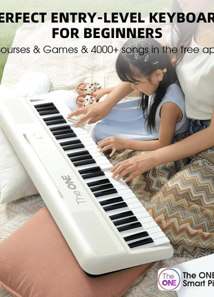The ONE Smart Keyboard COLOR 61 Lighted Keys Piano Keyboard, Electric Piano for Beginners with 256 Tones, 64 Polyphony, Built-in LED Lights & Apps, Supports USB MIDI/Headphones (White)
