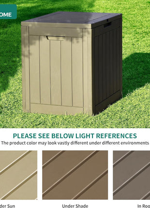 YITAHOME 31 Gallon Outdoor Storage Deck Box, Waterproof Resin Package Delivery and Storage Box with Lockable Lid for Patio Furniture Cushions, Pool Accessories, Garden Tools, Taupe