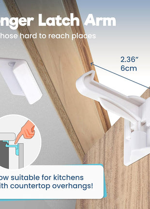 Upgraded Invisible Baby Proofing Cabinet Latch Locks (10 Pack) - No Drilling or Tools Required for Installation, Works with Most Cabinets and Drawers, Works with Countertop Overhangs, Highly Secure