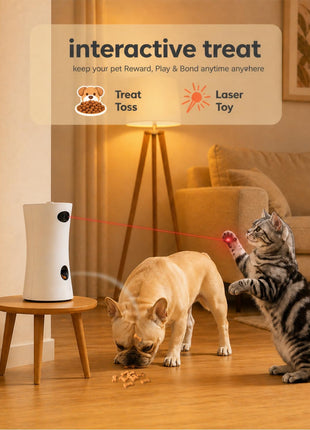 Pet Camera Treat Dispenser, 360° Pet Dog Security Cameras with Phone App, WiFi 5G/2.4G, Two Way Audio, Night Vision, Remote Treat Tossing, Motion Alert for Home Indoor Pet Cat Puppy Monitoring