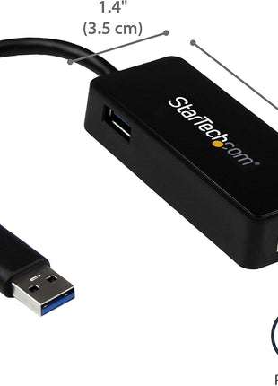 StarTech.com USB 3.0 Ethernet Adapter - USB 3.0 Network Adapter NIC with USB Port - USB to RJ45 - USB Passthrough (USB31000SPTB), Black, 0.7 inch x 1.4 inch x 5 inch x 5 inch