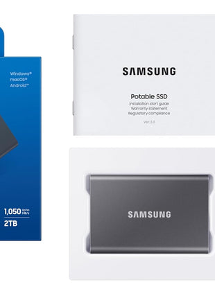 SAMSUNG T7 Portable SSD, 2TB External Solid State Drive, Speeds Up to 1,050MB/s, USB 3.2 Gen 2, Reliable Storage for Gaming, Students, Professionals, MU-PC2T0H/AM, Blue