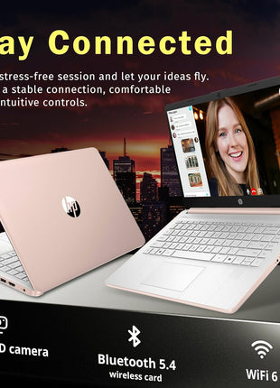 HP Stream 14 inch HD BrightView Laptop, Intel Celeron N150, 16GB RAM, 288GB Storage (128GB UFS + 160GB Docking Station Set), Intel UHD Graphics, 720p Webcam, Wi-Fi, 1 Year Office 365, Win 11S, Gold