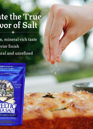Celtic Sea Salt Light Grey Coarse – Unrefined Mineral Salt, 70+ Trace Minerals, Sustainably Harvested, GMP Certified – Cooking, Finishing, Hydration, Grinder Use – 1 lb Resealable Bag