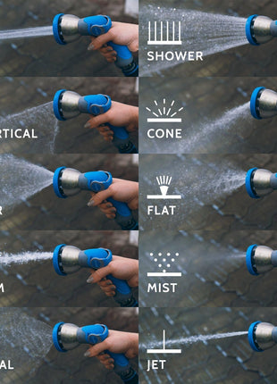 INNAV8 Garden Hose Nozzle Heavy Duty - Features 10 Spray Patterns, THUMB CONTROL On Off Valve Hose Sprayer Nozzle for Easy Water Control - Outdoor Water Hose Nozzle Head Attachment