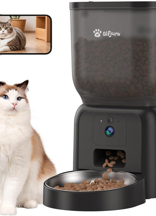 Automatic Dog & Cat Feeder,APP Controlled with Freshness Preservation, 4L Timed Cat Feeder with Timer Programmable, HD Camera for Voice and Video Recording (Black