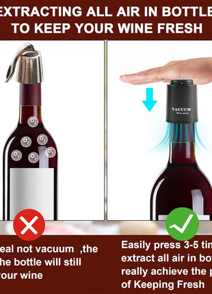 [2 PACK] Wine Bottle Stoppers,Real Vacuum Stoppers,Reusable Wine Preserver,Wine Corks Keep Fresh,Best Christmas and Birthday Gifts for Wine Lovers.