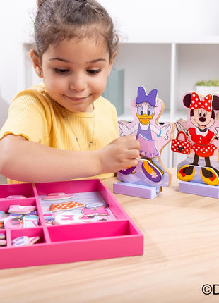Melissa & Doug Disney Minnie Mouse and Daisy Duck Deluxe Wooden Magnetic Dress-Up; 2 Fashion Dolls with Stands for Pretend Play, 52 Pieces - FSC Certified