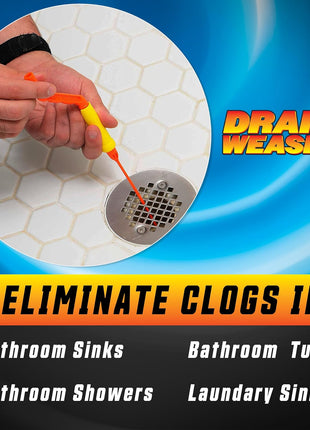 FlexiSnake Drain Weasel Sink Snake Hair Clog Remover Tool Kit, 5 Wands | Pipe, Bathroom, Bathtub Cleaner, 18-inch Long Refills, Flexible, Removable Handle, Made in The USA