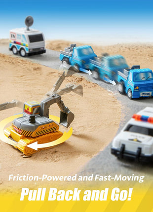 JOYIN 18 Pcs Pull Back City Cars and Trucks Toy Vehicles Set, Friction Powered Mini Cars Toys for Toddlers, Party Favors for Kids 3-5, Birthday Gifts for Boys and Girls, Goodie Bag Stuffers