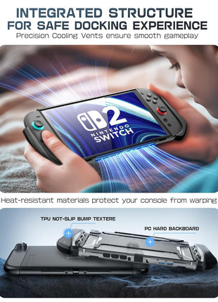 Mumba Blade Series Case for Nintendo Switch 2 [Dock Friendly] [Military-Grade Protection] Switch 2 Grip Protective Cover Shell, Quick-Release Joy-Con, Accessories for Switch 2 Controllers (Black)