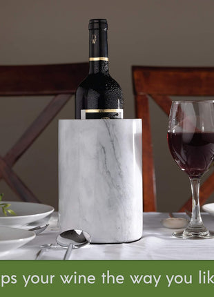 Homeries Marble Wine Chiller Bucket - Wine & Champagne Cooler for Parties, Dinner – Keep Wine & Beverages Cold, Wine Chillers for Bottles – Holds Any 750ml Bottle (Black)