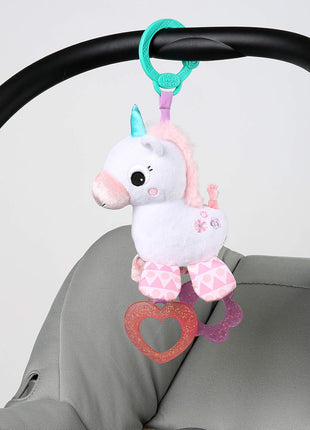 Bright Starts Unicorn Sparkle & Shine Plush Take-Along Stroller or Carrier Toy, Ages 0 Month+, Pink