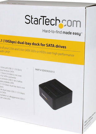 StarTech.com Dual-Bay USB 3.1 to SATA Hard Drive Docking Station, USB 3.1 (10 Gbps), External 2.5/3.5 inch SATA I/II/III, SSD/HDD Docking Station, Hot-Swap Hard Drive Bay, Top-Loading (SDOCK2U313)