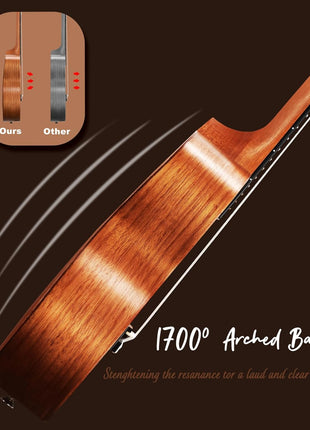 Ulumac Concert Ukulele, Solid Mahogany 23inch Ukelele for Adults Kids Beginner with Gig Bag, Digital Tuner, Replacing Strings, 3 Guitar Picks, Strap, Cloth