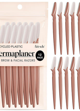 Kitsch Dermaplane Razor for Women Face – Face Razors for Women & Men, Eye Brow Razors & Face Shaver – Exfoliating Facial Razor & Dermaplaner as Skin Care Tool for Smoother Skin - Terracotta, 12 pcs