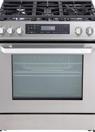 Rangaire RRG303GS 30" Glass Touch Gas Range Oven - Stainless Steel, Sealed Burners, True Convection, Self Cleaning, Easy Reach Racks