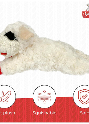 Multipet Lamb Chop Dog Plush Toy - Squeaky Dog Toy for Small & Medium Dogs - Extra Soft Plush Dog Toy - Stuffed Animal Dog Toy for Cuddling & Playing - Cute Pet Toy (10  inch, Cream, 5 Squeakers)