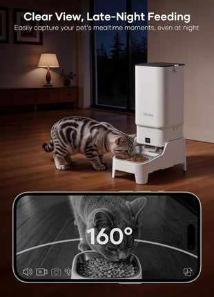 Automatic Cat Feeder with Camera - 7L/29 Cups Auto Dog Feeder with Large Food Tray & 1080P Night Vision, Elevated Bowl, 2-Way Audio, 10s Voice Recording, 5G WiFi Timed Cat Food Dispenser, 1-15 Meals