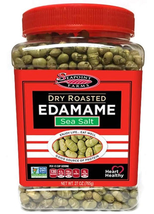 Seapoint Farms Dry Roasted Crunchy Edamame, Plant Based Snack, 14g Protein, 2 Ingredients, Vegan, Gluten Free, Kosher, Keto Friendly, Non-GMO, Healthy Snacking, Sea Salt, 27 oz Jar (Pack of 1)