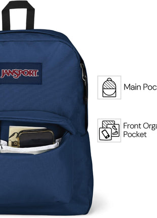 JanSport SuperBreak Plus Backpack with Padded 15-inch Laptop Sleeve and Integrated Bottle Pocket - Spacious and Durable Daypack for Work and Travel - Black