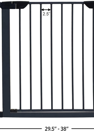 MidWest Homes for Pets 29in Steel Dog Gate, Pressure Mount, to 38in | Pressure Mounted, Expands 29.5"- 38" Wide, Auto-Close Door, Spring-Loaded Latch, Includes Two 3" Extensions