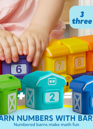 Play-Act Learning Toy for Toddlers 1 2 3 Years Old, Counting, Matching & Sorting Montessori Learning Farm Train Including 9 Farm Animals, Birthday Gift for Baby Boys Girls