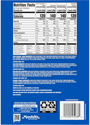Nabisco Team Favorites Variety Pack, OREO Mini, CHIPS AHOY! Mini, Teddy Grahams Honey & Barnum's Animal Crackers, 30 Snack Packs