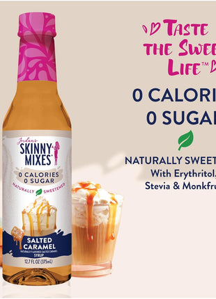 Jordan's Skinny Syrups Salted Caramel Naturally Sweetened, 0 calorie, 0 Sugar, No Artificial Flavors 12.7 Fl Oz