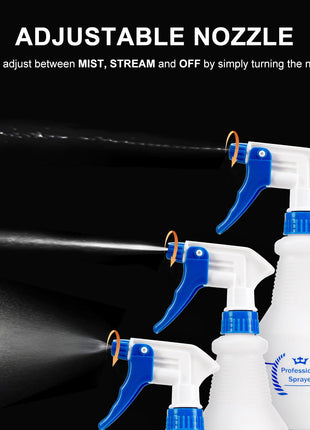 Plastic Spray Bottle, Empty Spray Bottles (2 Pack 24 Oz), All-Purpose Sprayer for Cleaning Solutions, Hair Spray, Bleach, Planting, BBQ, Mist & Stream Water Spraying Bottle with Adjustable Nozzle