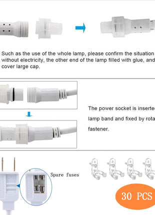 100ft LED Rope Lights Outdoor, 720 LED Connectable and Flexible Tube Lights with 8 Modes, Waterproof LED Rope Lighting for Garden, Patio, Pool, Bedroom, Party, Indoor Outdoor Decoration (White)