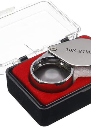 KINGMAS Pocket Jewelry Loupe 30x 21mm Jewelers Loop Eye Magnifying Glass Foldable Magnifier