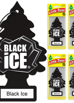 LITTLE TREES Car Air Freshener | Hanging Tree Provides Long Lasting Scent for Auto and Home | Black Ice, 24 Air Fresheners
